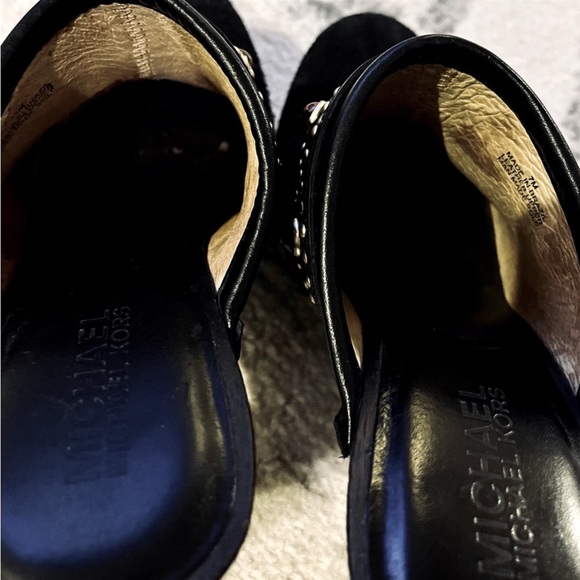 Michael Kors black suede heels mules with stones, size 7 - Picture 3 of 9